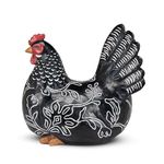 Abbott Collection Sitting Engraved Hen Decorative Figurine, Black (8" Long)