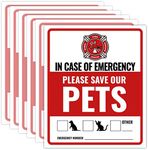 6 x Pet Alert Stickers for House (4x5 inch) - Self-Adhesive Rescue our Pets window sticker - UV resistant, waterproof, Anti Scratch Pet Inside Fire Sticker - Rescue our pets decal