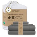 Threadmill Egyptian Cotton Queen Sheet Set | 100% Certified Egyptian Cotton Sheets for Queen Size Bed | Snug Fit Deep Pocket Queen Bed Sheets Set | Soft Cooling Sateen Bedding Set | Dark Grey