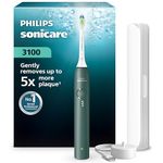 Philips Sonicare 3100 Series Electric Toothbrush - Sonic Toothbrush with Pressure Sensor, 3 Intensity Levels, EasyStart, SmarTimer, 14-Day Runtime, Travel Case, Forest Green, HX4033/26, [New]