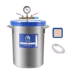 P PBAUTOS 9 Gallon Vacuum Chamber with Two Rubber Seals, 34 L Tempered Glass Lid Degassing Chamber, for Resin Casting, Degassing Silicones and Essential Oils, Perfect for Stabilizing Wood