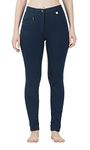 Avon Equine Horse Riding Ladies Girls and Women Silicon Full SEAT Jodhpurs | Premium Quality Cotton/Lycra Fabric Horse Shoe Pattern Sticky Silicon Grip (Navy, UK 14 (32-Inch))