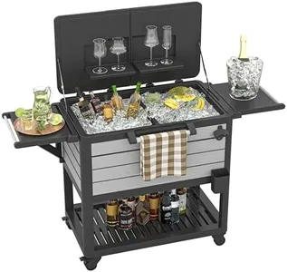 VONZOY 104 Quart Patio Rolling Cooler Cart, Outdoor Large Capacity Portable Party Beverage Bar Ice Chest Cooler Cart with Wheels, Bottle Opener and Storage Shelf for Pool Deck BBQ Cookouts