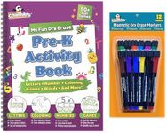 Channie's Pre-K Dry Erase Activity Workbook & Dry Erase Markers Kit: Educational Pre-K Workbooks Age 3-4 & 4-5 with Dry Erase Markers, Tracing, Coloring, Learning Games for Preschool Prep