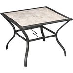 Outsunny 37" Garden Outdoor Dining Table for 4, Square Patio Table with Plastic Board Tabletop for Backyard, Poolside, Grey