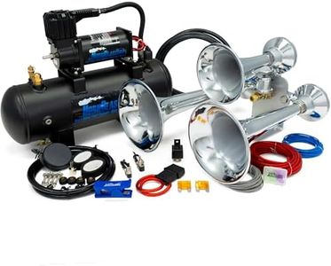 Hornblasters Chrome Outlaw 2 Gallon 150 PSI All-In-One Train Horn Kit - 3 Trumpets -