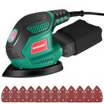 HYCHIKA Sander for Wood 200W, Electric Sander with Dust Collector, 12PCS Sandpapers, 14000RPM Compact Electric Detail Sander Ideal for Tight Space Sanding, Furniture Finishing