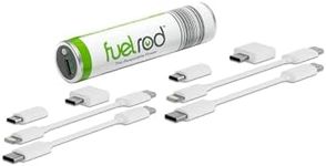 FuelRod One USB-C Portable Charger Kit, with an Extra Set of Cables & Adaptors, Compatible with All Tablets, Smart Phones, Rechargeable Backup Power Bank, SWAP for Charged Rod at Kiosk