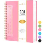 NIRMIRO A4 Notebook Notepad, 300 Pages Spiral Notebooks with 100GSM Lined Paper, Wirebound Hardback Thick Note Books for Women, PVC Waterproof Cover, 21 x 28.5cm, Pink