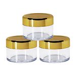 nsb HERBALS 15 g Empty Acrylic San Jar Transparent/Clear Cosmetic Container with Gold Lid and Leakproof Inner lids for Lip Balms, Lip Scrubs, Body Butters, Eyeshadow, Makeup & DIY Products (24)