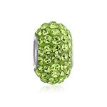 Lime Green Crystal Spacer Bead Core .925 Sterling Silver Fits European Charm Bracelet For Women For Teen