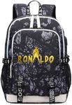 Soccer R-onaldo Multifunction Sport Backpack Travel Laptop Football Fans Bag for Men Women (Black lines - 3)