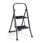 VonHaus 2 Step Ladder – Premium Quality Folding Step Ladder for DIY and Gardening - Anti Slip Feet, Easy to Store Ladder, 150KG Max Capacity - Durable Steel