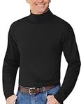 ZSJR Mens Mock Neck T Shirts Pullover High Neck Turtleneck Premium Long Sleeve Sweaters for Men, Black, Large