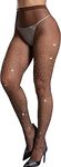 KETKAR Women's Sparkle Rhinestone Fishnets Sexy Tights High Waist Stockings Pack Of 1_Black