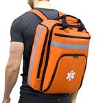 Emergency Medical Backpack,First Aid Bag Empty,First Responder Trauma Bag with Reflective,Large Capacity First Aid Medical Back Pack Bag(Bag Only) (Orange)