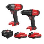 CRAFTSMAN V20 MAX Cordless Drill and Impact Driver, Power Tool Combo Kit with 2 Batteries and Charger (CMCK200C2AM),Lithium Ion