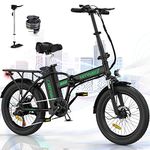 HITWAY Electric Bike for Adults, 20"*3.0 Fat Tire E-Bike 250W Electric Bicycle, Folding Electric Bike, 36V/12Ah Removable Battery, Range 35-90KM, 7-Speed Mountain E Bike for Men Women