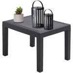 idooka Faux Small Rattan Side Table & Outdoor Coffee Table - Plastic Grey Garden Furniture Table Only with Wicker Effect, Perfect for the Balcony, Picnic, Backyard, and Patio, Easy Assembly