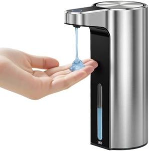 EKO Aroma Touchless Automatic Soap Dispenser for Kitchen and Bathroom, Liquid Hand Soap Dispenser, Water-Resistant and Rechargeable, 9 fl oz (Stainless)
