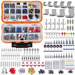 TOPFORT 343pcs Fishing Accessories Kit, Including Jig Hooks, Bullet Bass Casting Sinker Weights, Fishing Swivels Snaps, Sinker Slides, Fishing Set with Tackle Box