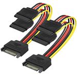 KAVTRON SATA Y SATA Power Cable Splitter, 15 Pin SATA Power Cable, SATA Y-Splitter Cable, SATA Power Male to Dual Female SATA Power Extension for Hard Disk Drive (15cm) (Pack Of 2)