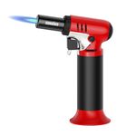 Sondiko Kitchen Blow Torch with Fuel Gauge S907, Refillable Soldering Torch Lighter with Safety Lock and Adjustable Flame for Desserts, Creme Brulee, Welding, Red & Black (Butane Not Included)