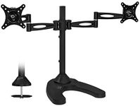 Mount-It! Free Standing Dual Monitor Stand | Double Arm Desk Mount Fits Two x 21 24 27 Inch Computer Screens | 2 Heavy Duty Full Motion Adjustable Arms | VESA 75 100 Compatible | Grommet Base Included