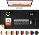 Aothia Dual-Sided Desk Pad - Leather Desk Mat, Natural Cork Desk Pad Protector, Large Mouse Pad for Desk, Waterproof Desk Blotter Pad, Desk Writing Pad for Office Work/Home, Black (31.5"x15.7")