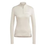 adidas Womens Terrex Multi Half-Zip Long Sleeve Tee Shirt, WONDER BEIGE, Large US