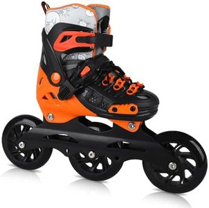 VEZLOPUS Inline Skates, 3 Wheels 100mm | 4 Sizes Adjustable Inline Speed Skates for Kids, Boys, Girls, Teens - Professional Outdoor Fitness Performance Inline Skates