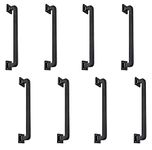 Adonai Hardware "Baara Antique Cast Iron Industrial Sliding Door Handle Pulls (12" x 8 Pack, Matte Black) for Vintage Wooden Barn Doors, Gates, Kitchen Cabinets, Furniture, Fences and Farmhouse