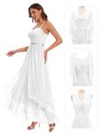 HomRain Women Wedding and Bridemaid Dress Spaghetti Strap V-Neck Maxi Prom Formal Dress for Cocktail,White S