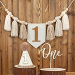 Handmade Boho 1st Birthday High Chair Banner Boho 1st Birthday Hat Decorations Party For Girl Baby Shower Brown Wall Hangings Decorative For Kids Bedroom(Brown)