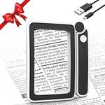 MoKo Magnifying Glass with Light, Rechargeable 4X Page Magnifier for Reading, Lighted Magnifying Glass with 3 LED Modes for Mom Dad Grandma Grandpa Seniors Book Lover Low Vision, Black