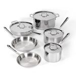 All-Clad D3 Stainless Steel 10 Piece Cookware Set- Made in USA- Includes Frying Pans, Saucepan, Sautépan, Stockpot - Professional Grade -Oven Safe & Induction Compatible