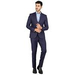 WINTAGE Mens Polyester Cotton Plain Blue Two Piece Suit : 46/ 2XL