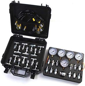 SINOCMP Hydraulic Pressure Test Kit with 5 Gauges, 5 Test Hoses, 13 Couplings, 14 Tee Connectors, Hydraulic Test Gauge Kit for Construction Machinery Excavator