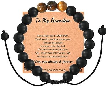 Grandpa Papa Gifts Bracelet from Grandchildren Father Day Gifts for Grandfathers Birthday Gifts for Granddad Papa Gifts from Grandkids Thank you Xmas Gifts for Grandpa Beaded Bracelets