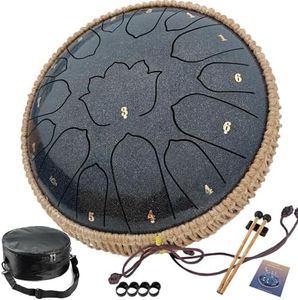 BETESINE 13-Inch 15-Note Steel Tongue Drum – C Major – Handpan Steel Drum for Meditation, Yoga & Relaxation – Includes Mallets, Music Book & Carry Bag (Starry Black)