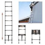 8.5FT/2.6M Multi-Purpose Folding Telescopic Ladder for Decorating Painting Indoor Outdoor,Extendable Portable Loft Ladder with Adjustable Height,Max Load 330lb/150kg