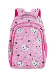 Frantic Waterproof Polyester 26 L School Backpack with Pencil/Staionery Pouch School Bag Daypack Picnic Bag For School Going Boys & Girls (Pink_Cat_Dog_A)