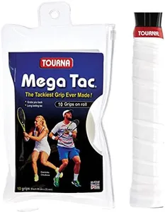 Tourna Mega Tac Tennis Racket Grip, White, 10-Pack