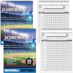 Qilery 2 Pcs Softball Scorebook Baseball Score Keeping Book 35 Games Score Book Large Print Baseball Scorebook Official College Coaching Accessories for Stats Scorekeepers, 11.6 x 8.3''(Stylish)