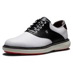 FootJoy Men's Traditions Spikeless Golf Shoe, White/Black, 10 X-Wide