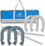 SpeedArmis Horseshoes Outside Game Set - Universal Size Lawn Horseshoes Outdoor Games for Parties Beach Backyard, Includes 4 Horseshoes, 2 Steel Stakes and Long-Lasting Carrying Bag