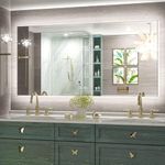 Keonjinn LED Mirror 48 x 24 Inch Backlit Mirror Lighted Bathroom Mirror with Lights Large Wall Mounted Anti-Fog LED Vanity Mirror Dimmable Makeup Mirror CRI90+ IP54 Waterproof(Horizontal/Vertical)