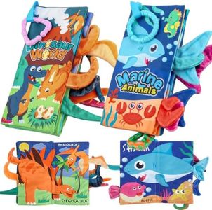 YPFonetoy 2pcs Soft Baby Books 0-6 Months, Infant Newborn Baby Toys for 6-12 Months, Crinkle Cloth Tummy Time Touch Sensory Interactive Book Toy & Gift for Baby 0-12m Must Haves