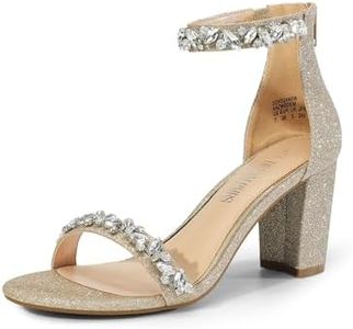 DREAM PAIRS Women's Chunk Low Heel Pump Sandals,Size 8.5,Gold-Glitter,CHUNK