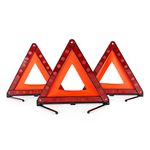 DEDC Warning Triangle, Foldable Safety Triangle, Triple Warning Kit, Warning Triangle Reflector, Roadside Hazard Sign, Triangle Symbol for Emergency with Storage Bag (3 Pack)